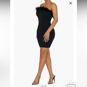 Fine Feather Trim Strapless MinidressNWOT